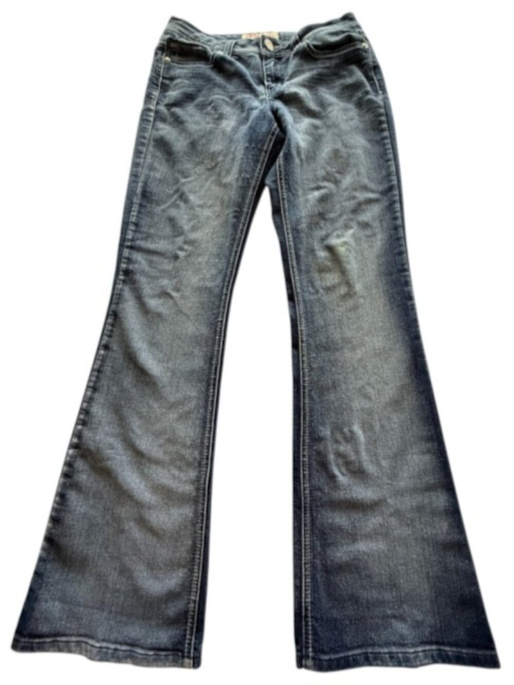 Lei Sophia Hipster Flare Stone Wash Denim Jeans Women Size 11L Y2K 2000s Coastal